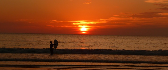 couché de soleil, plage, mer, océan, surf, orange