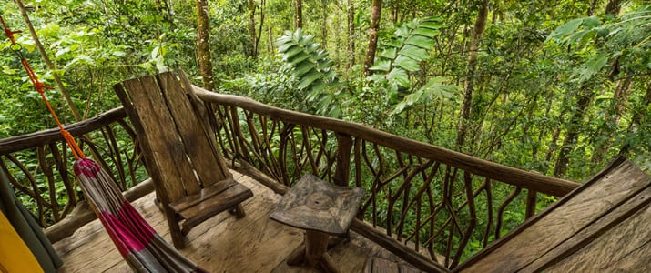 terrasse, bois, siège, hamac, nature